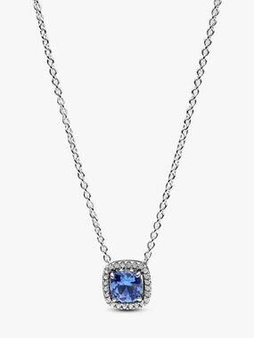 Pandora Sparkling Square Blue Halo Pendant Necklace